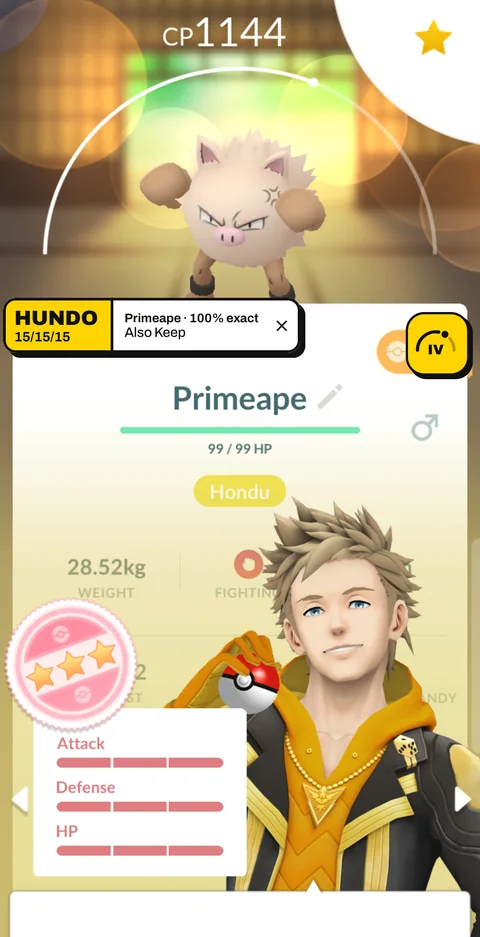 IV Lens pinning the exact IVs from the game's Appraise screen